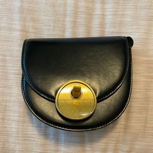 Black leather saddle bag